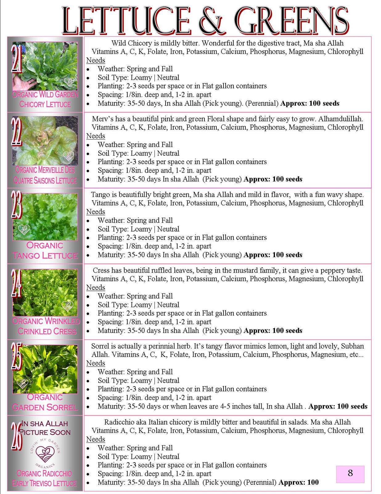 Lovin' My Garden Organic 2025 Lettuce & Greens